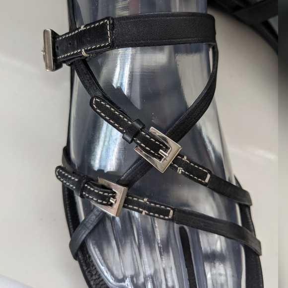 PRADA black nappa leather buckle strappy sandals - Picture 4 of 12